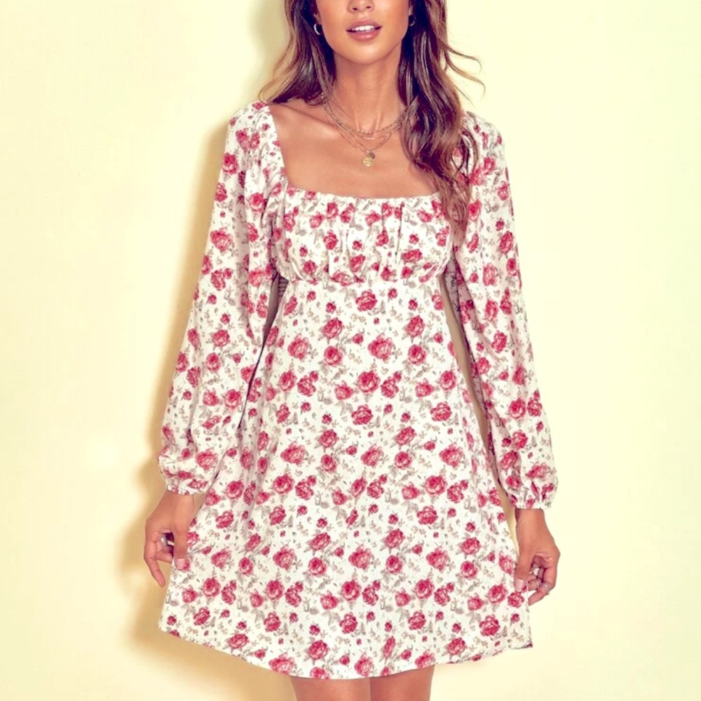 Adorable Ruched bust tie back floral prairie dress